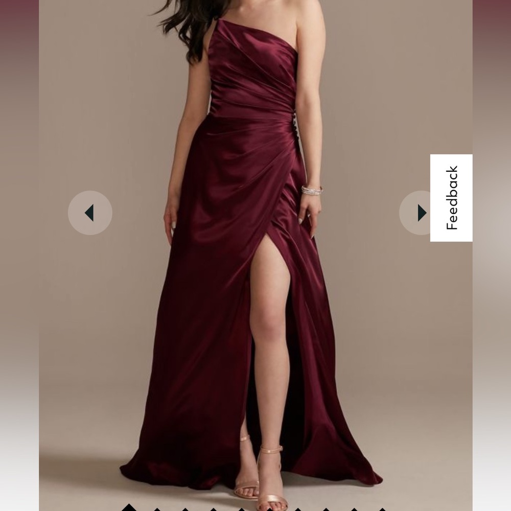charmeuse draped one-shoulder bridesmaid dress